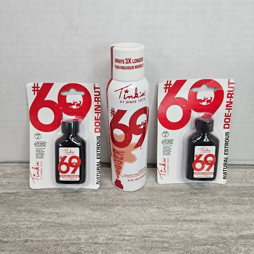 Tinks 69 Doe-In-Rut‎ Natural Estrous Hunting Scent 2 Bottles 1 Fogger Bundle